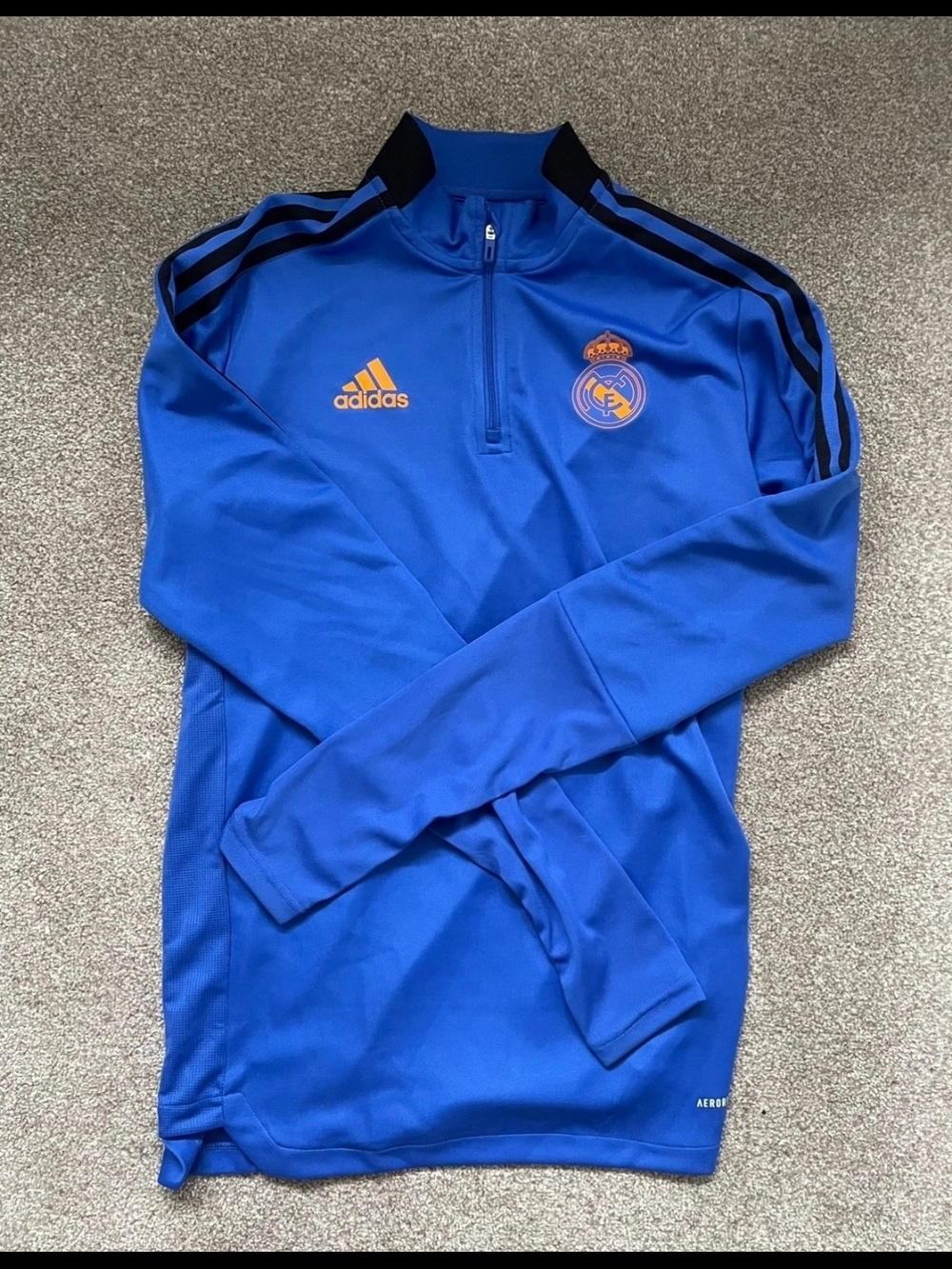 adidas Royal Blue Training Pullover with Orange Accents